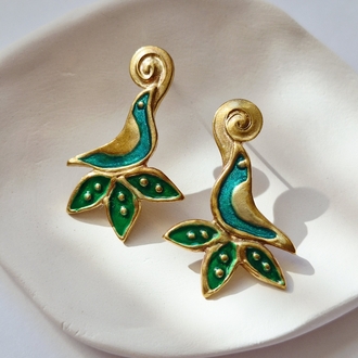 Kuş Yaprak Küpeler