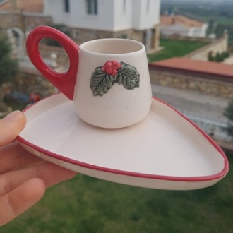Kokina Figürlü Türk Kahvesi Fincan ve Tabağı - 100 ml