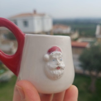 Noel Baba Figürlü Türk Kahvesi Fincan ve Tabağı - 100 ml