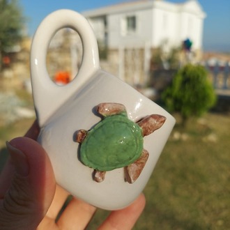 Kaplumbağa Desenli Türk Kahvesi Fincan ve Tabağı - 100 ml