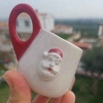 Noel Baba Figürlü Türk Kahvesi Fincan ve Tabağı - 100 ml