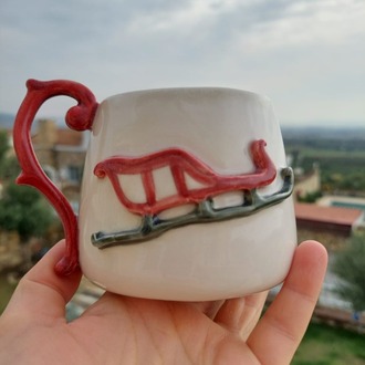 Yeni Yıl Kızağı Figürlü Büyük Boy Kupa- 400 ml
