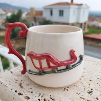 Yeni Yıl Kızağı Figürlü Büyük Boy Kupa- 400 ml
