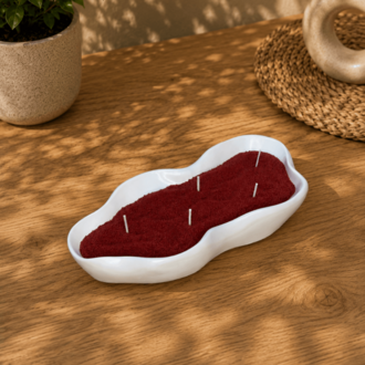 Dalga Formlu Dekoratif Kase Mum – Bordo İnci Tozu