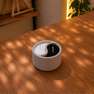 Yin Yang Taş Tozu Mumluk – Siyah & Beyaz İnci Tozu Mum