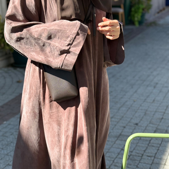 Esinti Kahve Rengi Kupra Abaya