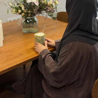 Esinti Kahve Rengi Kupra Abaya