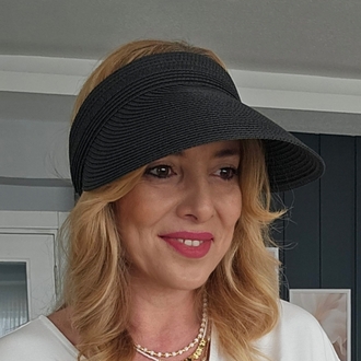 Katlanabilir Hasır Vizör Şapka Siyah