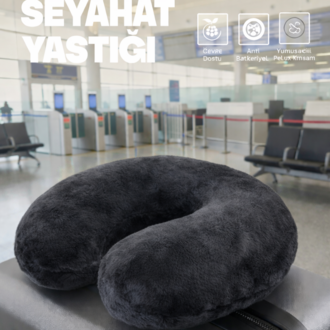 Premium Peluş Kumaş Visco Ortopedik Seyahat Boyun Yastığı – , Yumuşak