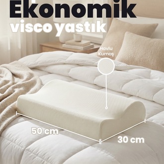 Ekonomik Ortopedik Visco Yastık 50x30 cm– Hafızalı Sünger Boyun Yastığı,Kompakt Boy
