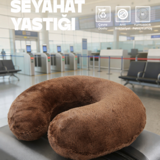 Premium Peluş Kumaş Visco Ortopedik Seyahat Boyun Yastığı – , Yumuşak