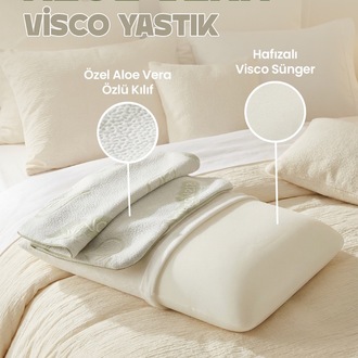 Aloe Vera Kılıflı Visco Ortopedik Yastık – Boyun Destekli , Anti Alerjik Uyku Yastığı