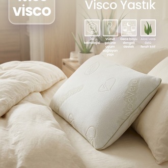 Aloe Vera Kılıflı Visco Ortopedik Yastık – Boyun Destekli , Anti Alerjik Uyku Yastığı