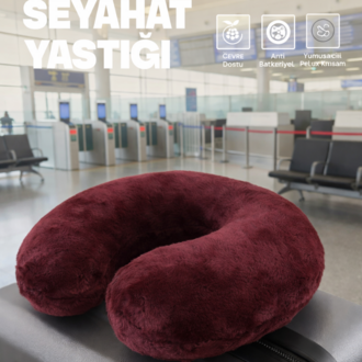 Premium Peluş Kumaş Visco Ortopedik Seyahat Boyun Yastığı – , Yumuşak