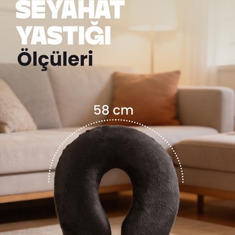 Premium Peluş Kumaş Visco Ortopedik Seyahat Boyun Yastığı – , Yumuşak 