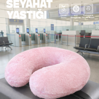 Premium Peluş Kumaş Visco Ortopedik Seyahat Boyun Yastığı – , Yumuşak