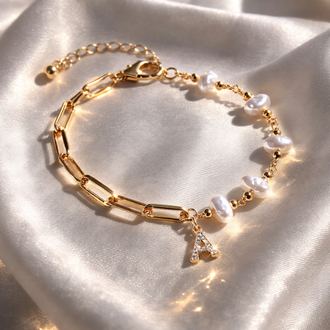 Çelik gerçek inci full moon bileklik