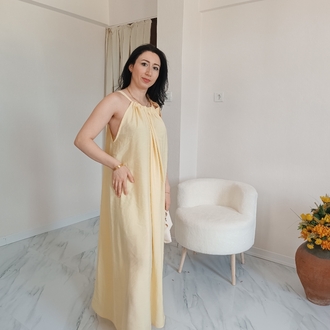 uzun Yazlık elbise sarı