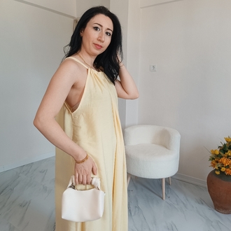 uzun Yazlık elbise sarı
