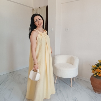 uzun Yazlık elbise sarı