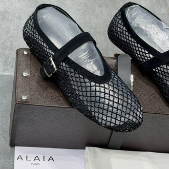 ALAÏA BALLET FLATS IN STRASS FISHNET (Premium)