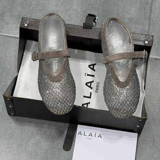 ALAÏA BALLET FLATS IN STRASS FISHNET (Premium)
