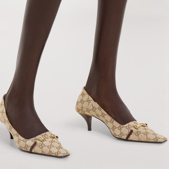 Gucci Vittoria Pump Canvas Topuklu Ayakkabı (Premium)