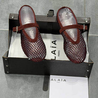 ALAÏA BALLET FLATS IN STRASS FISHNET (Premium)