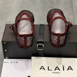 ALAÏA BALLET FLATS IN STRASS FISHNET (Premium)