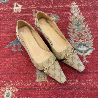 Gucci Vittoria Pump Canvas Topuklu Ayakkabı (Premium)