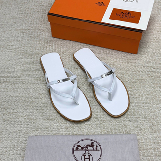 Hermes Miss Sandal Beyaz Kadın Parmak Arası Terlik (Premium)