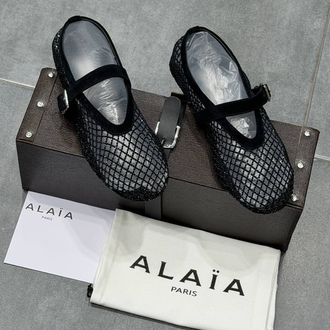 ALAÏA BALLET FLATS IN STRASS FISHNET (Premium)