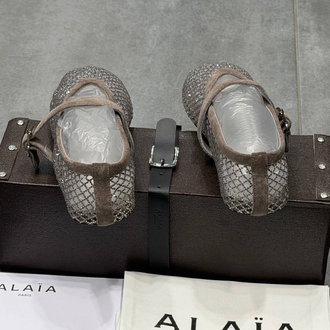 ALAÏA BALLET FLATS IN STRASS FISHNET (Premium)