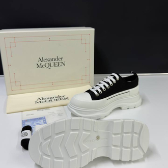 Alexander McQueen Tread Slick Low Lace Up Black White Unisex (Premium)