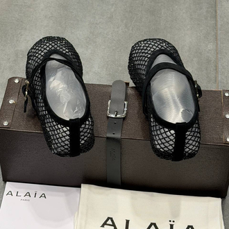 ALAÏA BALLET FLATS IN STRASS FISHNET (Premium)