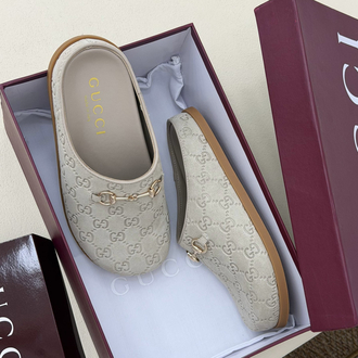 Gucci Suede Horsebit Mules Gri Unisex Terlik (İthal)