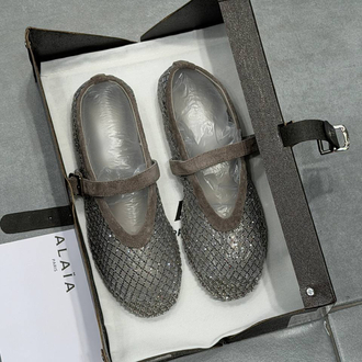 ALAÏA BALLET FLATS IN STRASS FISHNET (Premium)