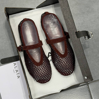 ALAÏA BALLET FLATS IN STRASS FISHNET (Premium)