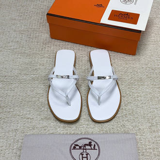 Hermes Miss Sandal Beyaz Kadın Parmak Arası Terlik (Premium)
