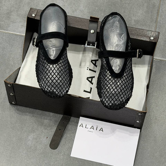 ALAÏA BALLET FLATS IN STRASS FISHNET (Premium)