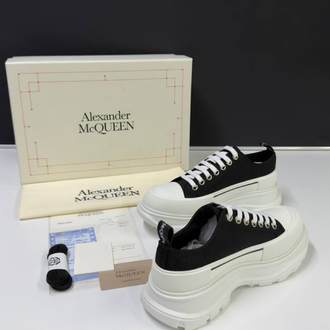 Alexander McQueen Tread Slick Low Lace Up Black White Unisex (Premium)