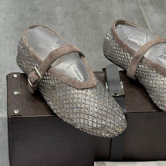 ALAÏA BALLET FLATS IN STRASS FISHNET (Premium)