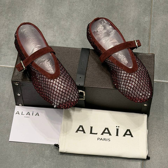 ALAÏA BALLET FLATS IN STRASS FISHNET (Premium)