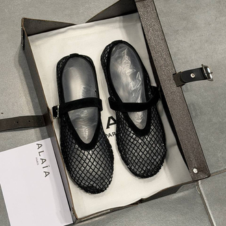 ALAÏA BALLET FLATS IN STRASS FISHNET (Premium)