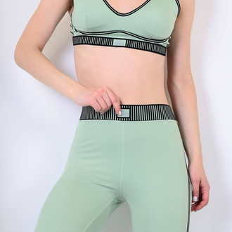 Alo Yoga Takım Yeşil Bra Tayt Set (Premium)