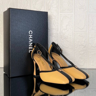 Chanel Lambskin & Patent Calfskin Camel Topuklu (İthal)