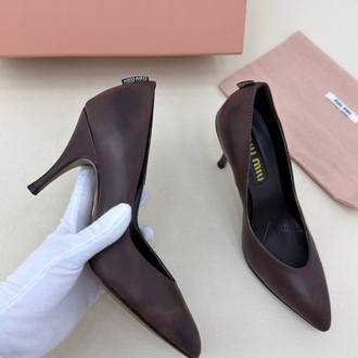 Miu Miu Waxed Calfskin Pointy Toe Pump (Premium)