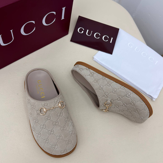 Gucci Suede Horsebit Mules Gri Unisex Terlik (İthal)