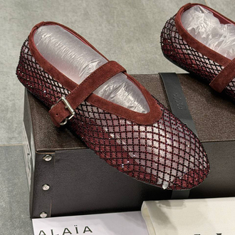 ALAÏA BALLET FLATS IN STRASS FISHNET (Premium)