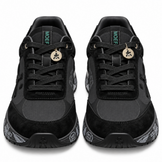 Premiata 483 | Erkek Sneaker Spor Ayakkabı Siyah Süet Görünümlü Kalın Taban